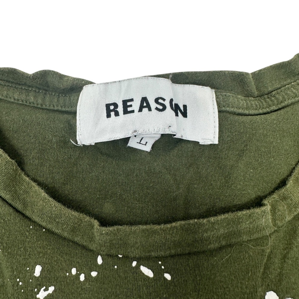 Reason Brand Mens Olive Green It's All Good Smoking Cat Paint Splatter Tee‎ L - Picture 10 of 10
